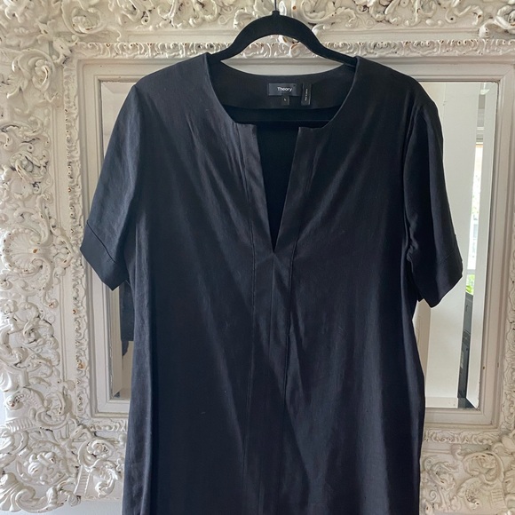 Theory Linen V-neck Shift Dress - Picture 3 of 3